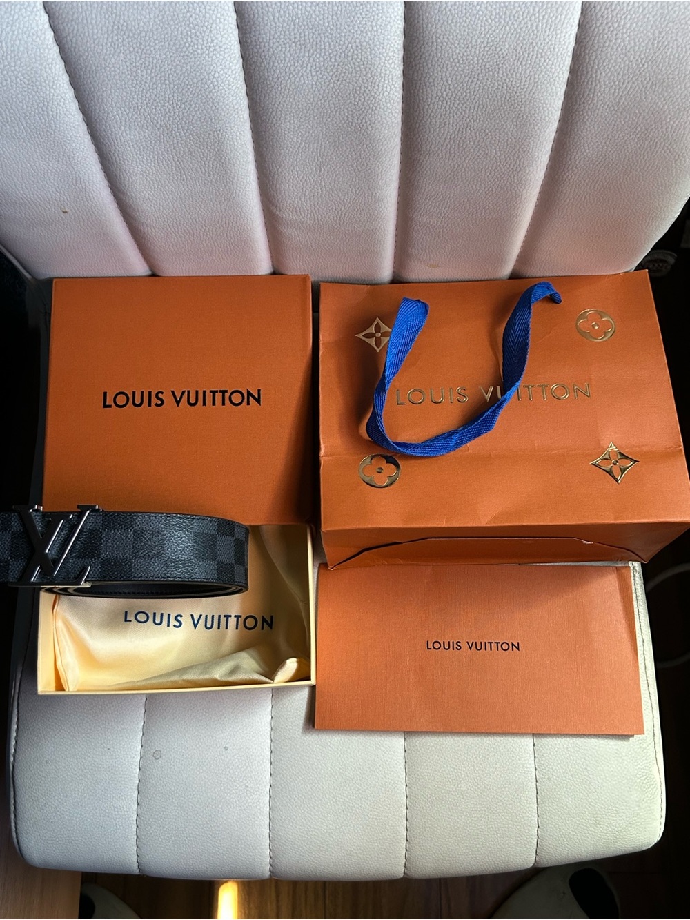 Louis Vuitton Black Damier Graphite LV Buckle Belt